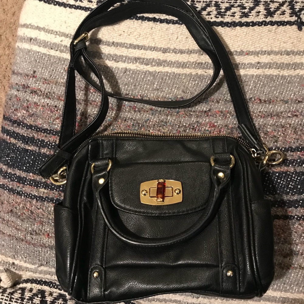 Black Leather Satchel / Crossbody